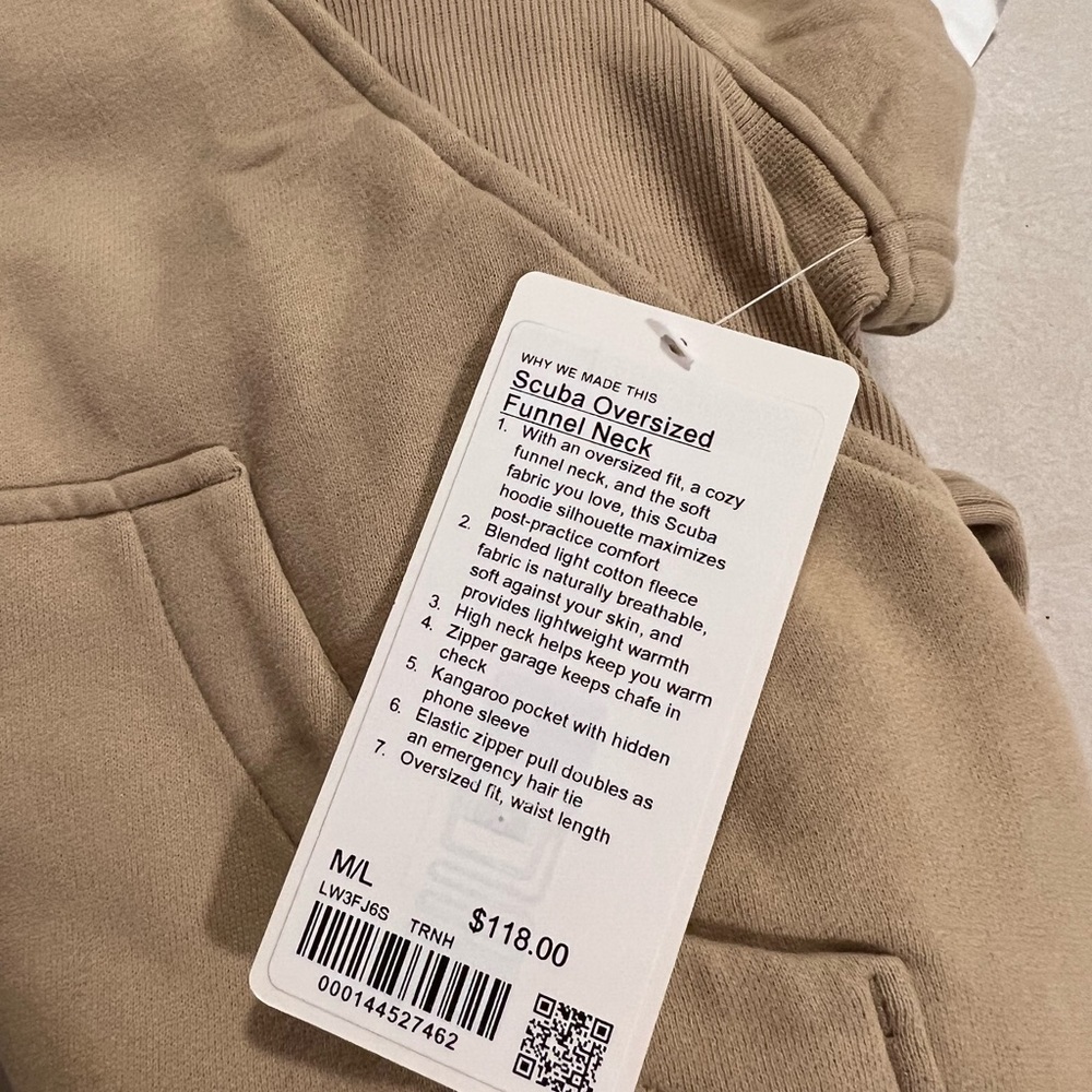 New in bag, lululemon scuba crop funnel neck